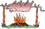 Pig over fire
