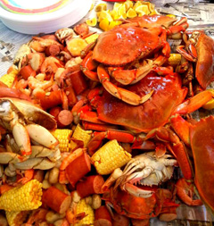 A Louisiana style boil is served.