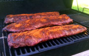 Ribs on the grill after smoking