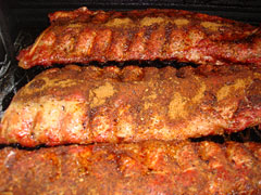 Rubbed ribs on grill