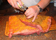 Seasoning a beef brisket