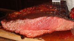 Close up shot of smoked brisket before saucing and wrapping