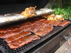 BBQ Ribs and Rosemary Chicken on the grill